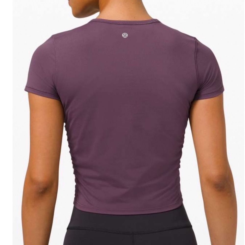 Lululemon Swiftly Tech Short Sleeve Shirt 2.0 Ruched Side Purple Plum Womens 2